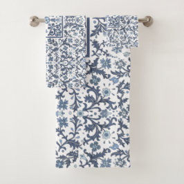 Denim Blue Floral Bad Handdoek