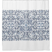 Denim Blue Floral Douchegordijn (Voorkant)