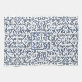 Denim Blue Floral Theedoek (Horizontaal)