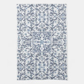 Denim Blue Floral Theedoek (Verticaal)