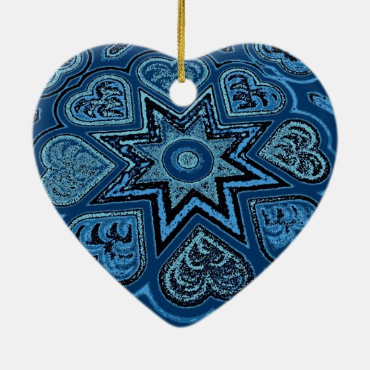 Denim Blue Folk Art Ornament (Achterkant)