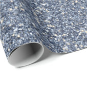 Denim Blue Glitter Birthday Cadeaupapier (Rol Hoek)