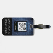 Denim Blue Glitter Business Custom Logo ID IT Tech Bagagelabel (Achterkant horizontaal)