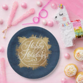 Denim Blue Gold Faux Folie Holiday Papieren Bordje (Feest)