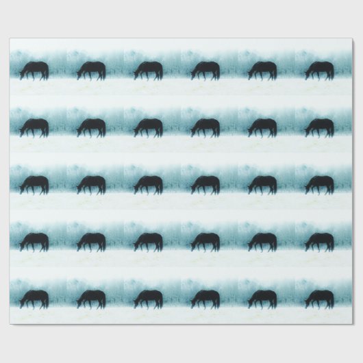 Denim blue horse in fog cadeaupapier (Vlak)
