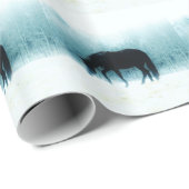 Denim blue horse in fog cadeaupapier (Rol Hoek)