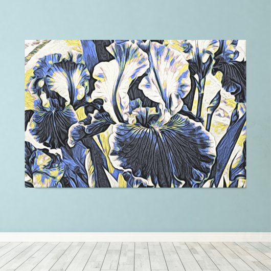*~* Denim Blue IRIS Irissen  Bloemen TV2 Canvas Afdruk (Insitu (Houten vloer))