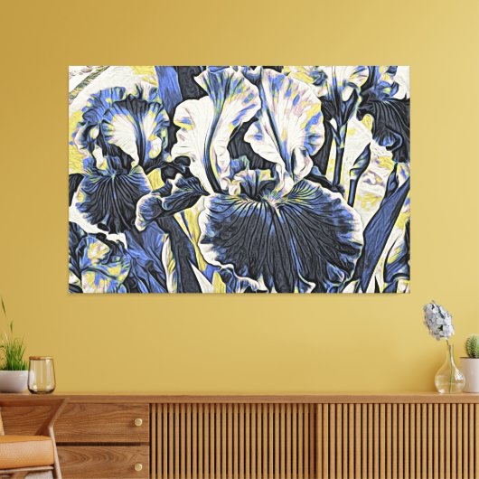*~* Denim Blue IRIS Irissen  Bloemen TV2 Canvas Afdruk (Insitu (Woonkamer))