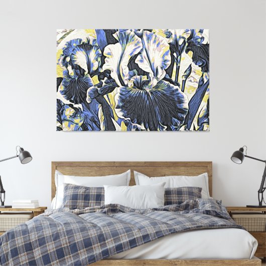 *~* Denim Blue IRIS Irissen  Bloemen TV2 Canvas Afdruk (Insitu (Slaapkamer))