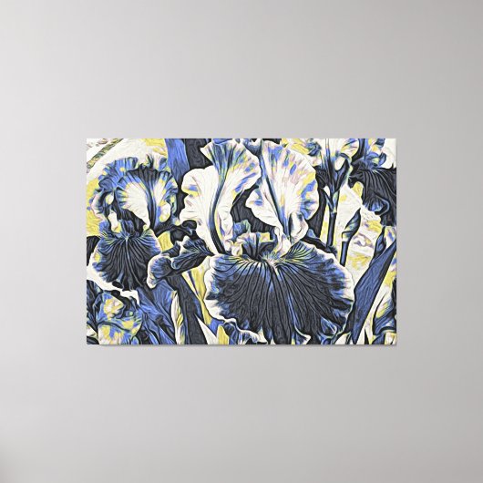 *~* Denim Blue IRIS Irissen Bloemen TV2 Canvas Afdruk (Voorkant)