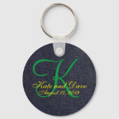 Denim Blue Jean 3d Monogram Sleutelhanger (Voorkant)