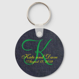 Denim Blue Jean 3d Monogram Sleutelhanger