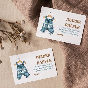 Denim Blue Jean Baby Boy Baby shower Luier Raffle Informatiekaartje