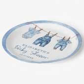 Denim Blue Jean Baby Boy Baby shower Papieren Bordje (Gekanteld)