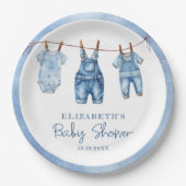 Denim Blue Jean Baby Boy Baby shower Papieren Bordje (Voorkant)