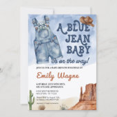 Denim Blue Jean Baby Shower Invitation Kaart (Voorkant)