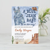 Denim Blue Jean Baby Shower Invitation Kaart (Staand voorkant)