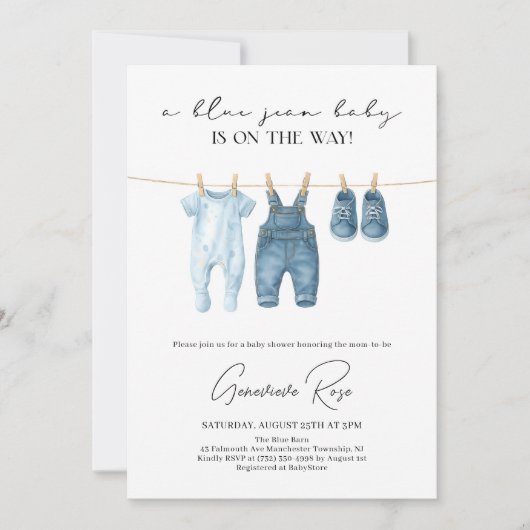 Denim Blue Jean Baby shower Kaart (Voorkant)