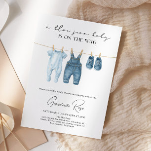 Denim Blue Jean Baby shower Kaart