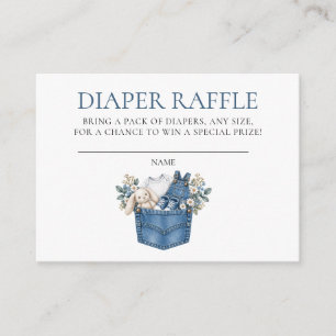 Denim Blue Jean Baby Shower Luier Raffle Informatiekaartje