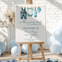 Denim Blue Jean Clothesline Baby shower Welkom