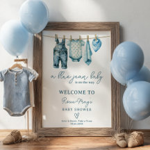 Denim Blue Jean Clothesline Baby shower Welkom