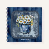 Denim Blue Jean | Daisies Baby shower gastenboek Notitieboek (Voorkant)