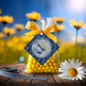 Denim Blue Jean | Daisies Floral Baby shower Bedankjes Labels