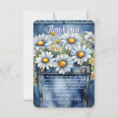 Denim Blue Jean | Daisies Floral Baby shower Bedankkaart (Voorkant)
