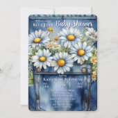 Denim Blue Jean | Daisies Floral Baby shower Kaart (Voorkant)