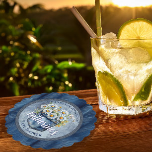 Denim Blue Jean   Daisies Floral Baby shower Kartonnen Onderzetters