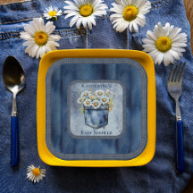 Denim Blue Jean | Daisies Floral Baby shower