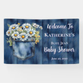 Denim Blue Jean | Daisies Floral Baby shower Spandoek (Horizontaal)