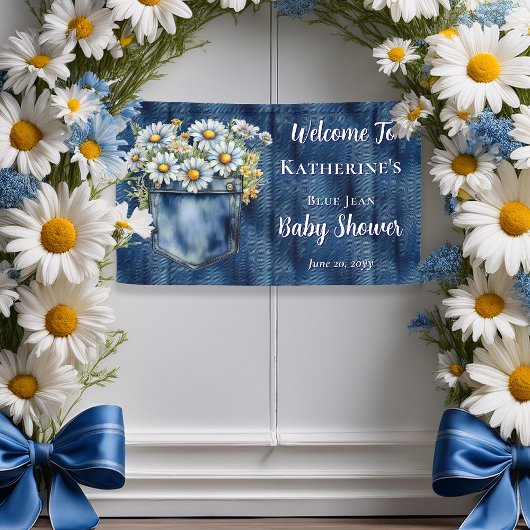 Denim Blue Jean | Daisies Floral Baby shower Spandoek