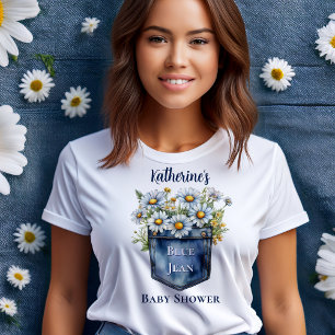 Denim Blue Jean   Daisies Floral Baby shower T-shirt