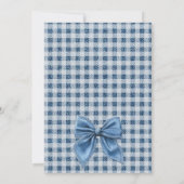Denim Blue Jean Gingham Coquette Bow Baby shower Bedankkaart (Achterkant)