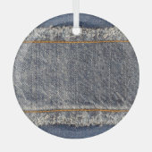 Denim Blue Jeans: Casual dubbele patch Glas Ornament (Voorkant)