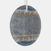 Denim Blue Jeans: Casual dubbele patch Glas Ornament (Voorkant Rechts)