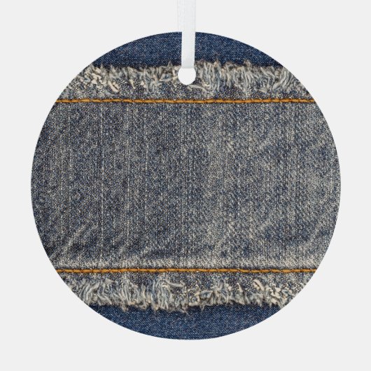 Denim Blue Jeans: Casual dubbele patch Glas Ornament (Achterkant)