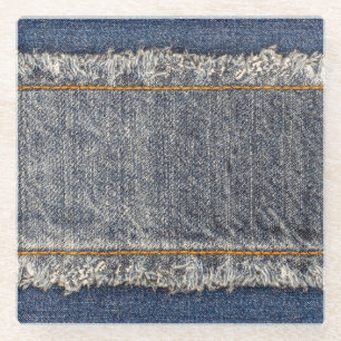 Denim Blue Jeans: Casual dubbele patch Glazen Onderzetter