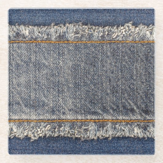 Denim Blue Jeans: Casual dubbele patch Glazen Onderzetter (Voorkant)