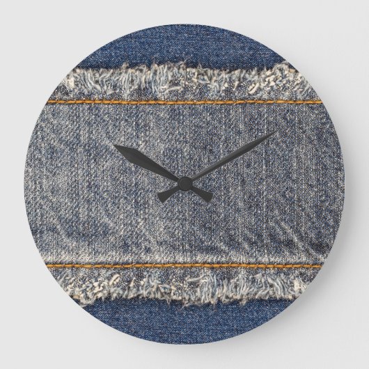 Denim Blue Jeans: Casual dubbele patch Grote Klok (Voorkant)