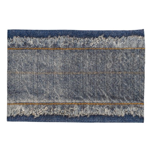 Denim Blue Jeans: Casual dubbele patch Kussensloop (Achterkant)
