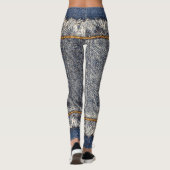 Denim Blue Jeans: Casual dubbele patch Leggings (Achterkant)