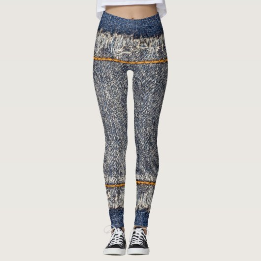 Denim Blue Jeans: Casual dubbele patch Leggings (Voorkant)