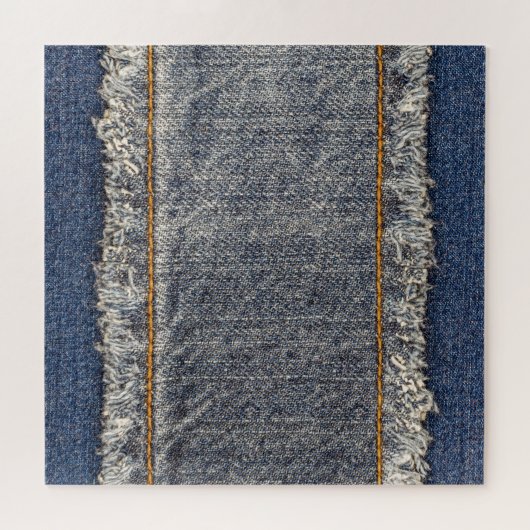 Denim Blue Jeans: Casual dubbele patch Legpuzzel (Horizontaal)