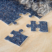 Denim Blue Jeans: Casual dubbele patch Legpuzzel (Zijkant)