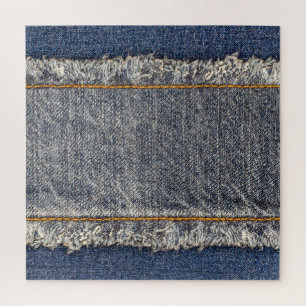 Denim Blue Jeans: Casual dubbele patch Legpuzzel