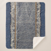 Denim Blue Jeans: Casual dubbele patch Sherpa Deken (Voorkant)