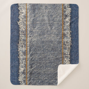 Denim Blue Jeans: Casual dubbele patch Sherpa Deken